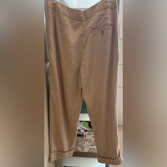 Aritzia Wilfred Tan Straight Leg High Waist Crop Pants Sustainable Linen Small - Picture 3 of 12